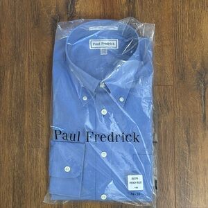 Paul Fredrick Men's French Blue Casual Shirt
